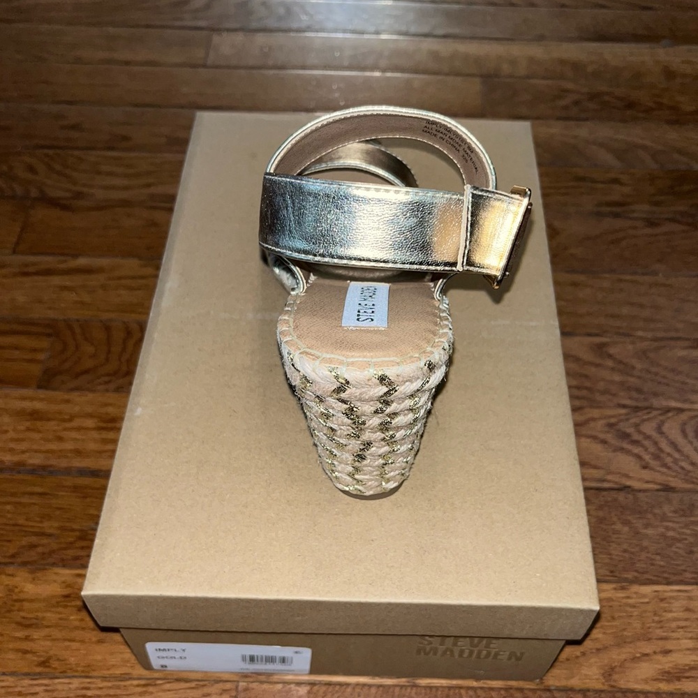 Steve Madden Gold & Tan Imply Espadrilles Wedge Sandals Women’s Size 9 - Picture 10 of 14